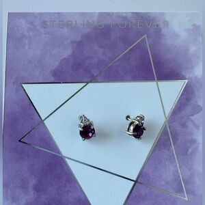 Sterling Forever Amethyst and Silver Stud Earrings
